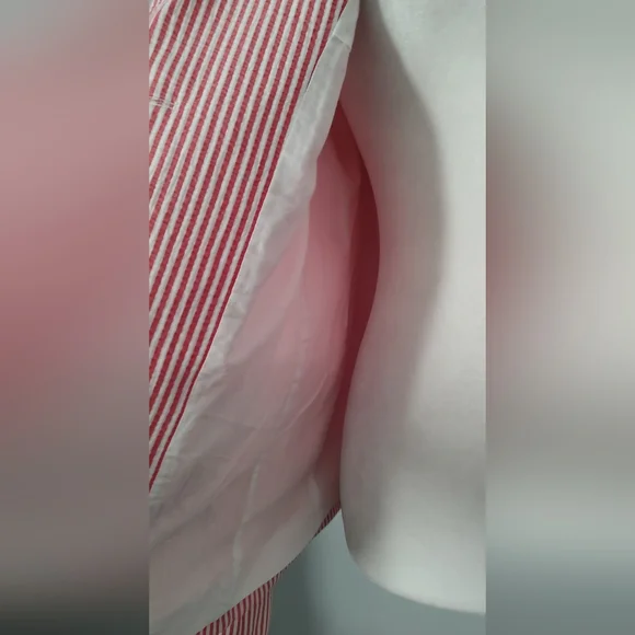 Talbot's Pinstripe Blazer Color White And Coral 2 Pockets Size 16 P Buttons New - Picture 5 of 9